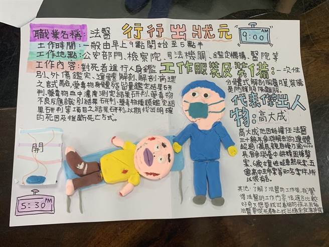 陳小妹詳細介紹法醫工作，並將高大成視為此行業的傑出代表人物。（高大成提供／馮惠宜台中傳真）