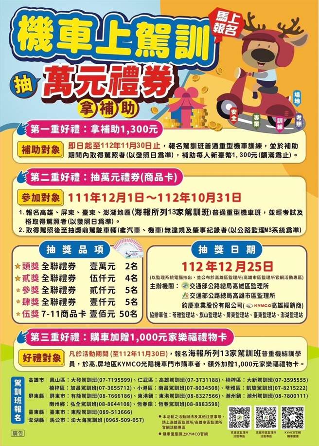 台东监理站鼓励民眾参加机车驾训班后再考照，可降低违规及肇事风险。（台东监理站提供／蔡旻妤台东传真）