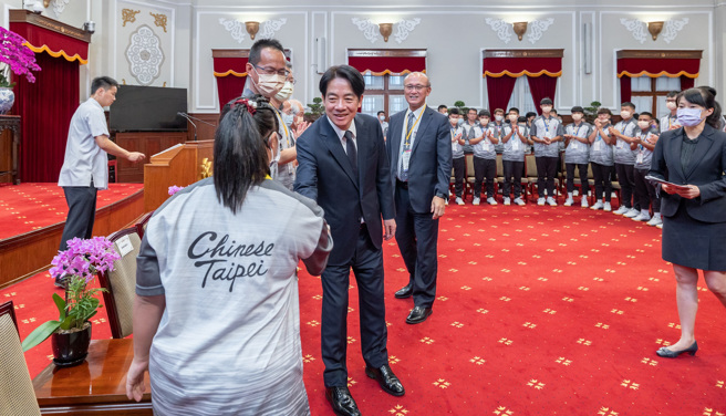 副总统赖清德接见2023夏季世界特殊奥林匹克运动会代表团。（总统府提供／陈筱琳台北传真）
