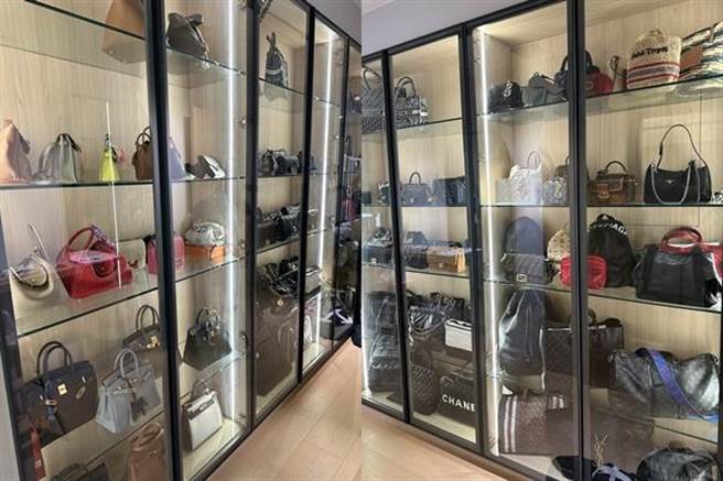 精品櫃中擺滿名牌包。（翻攝照片／高雄洪靖宜傳真）