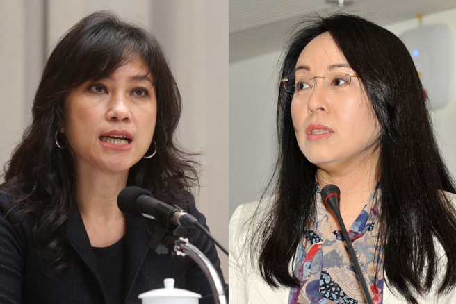前总统府发言人Kolas Yotaka（左）指控同党立委陈莹（右）为选举捏造不伦爆料。（合成图,中时资料照）