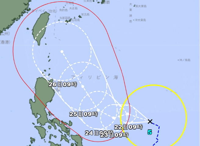 第5号颱风杜苏芮今天上午8点生成，专家提醒「强度可期」。（翻摄日本气象厅）