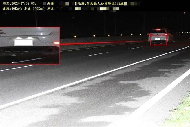 自小客車時速150公里狂飆，屏警祭重罰。(警方提供)