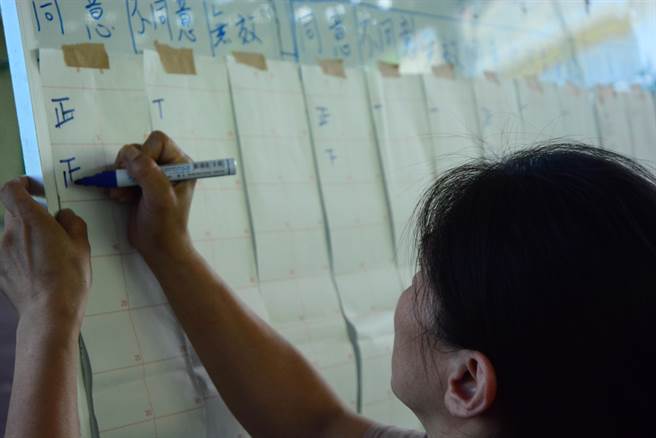 蘇花安南段位於花蓮和仁到崇德段，崇德得吉利部落會議今舉行諮商同意投票，工作人員紀錄。（王志偉攝）