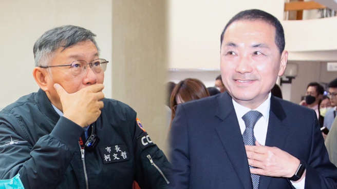 侯汉廷认为，8月恐迎来战争与和平议题，关键要看侯友宜(右)、柯文哲(左)如何表现论述。（合成图／柯文哲脸书、资料照）