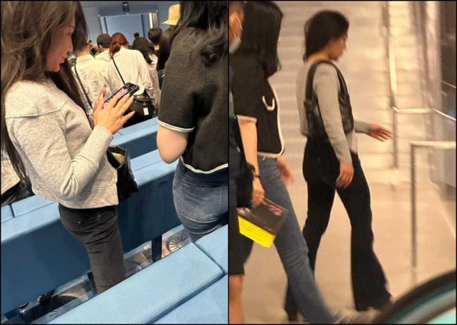 音乐剧演出结束后，艾怡良拿出手机看来心情相当愉悦。（图／读者提供）