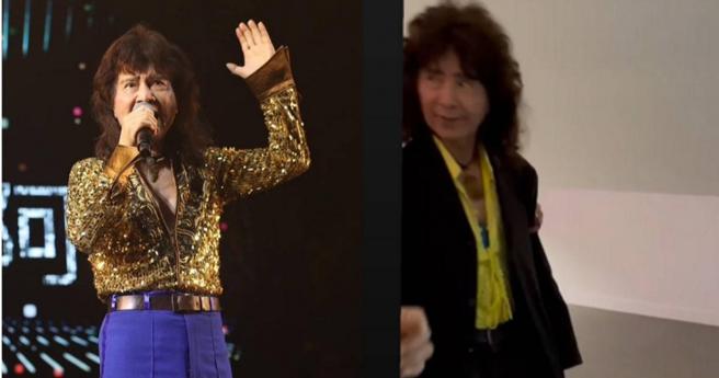 75岁的「舞棍阿伯」叶復台穿着亮眼捧场康康演唱会。（图／读者提供、翻摄自脸书）