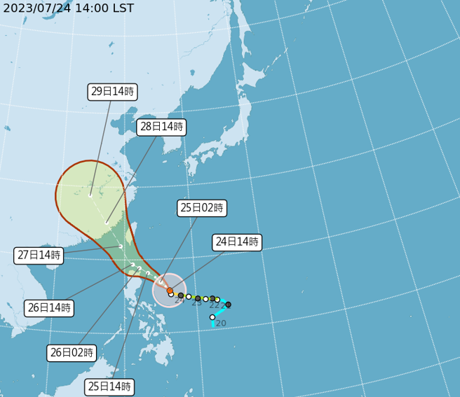 中颱杜蘇芮路徑預測圖（圖／氣象局）