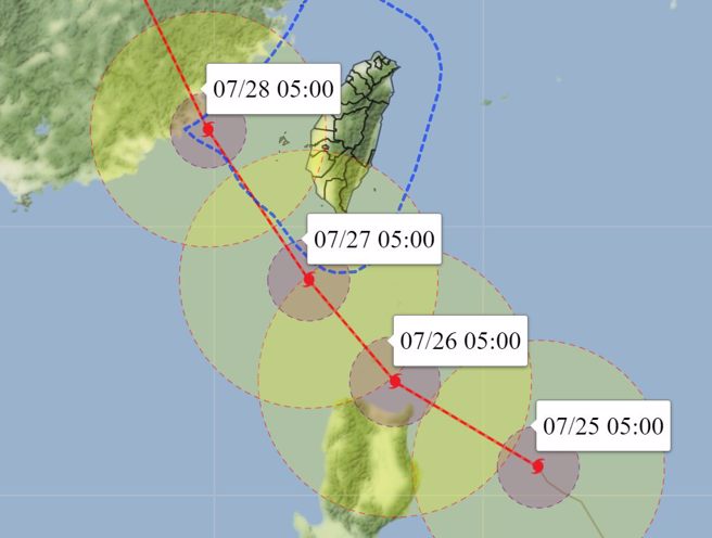 颱風周三進入巴士海峽，暴風圈自清晨逐漸進入東部、恆春，涵蓋範圍陸續擴大，風雨越來越明顯。(翻攝自彭啟明臉書)