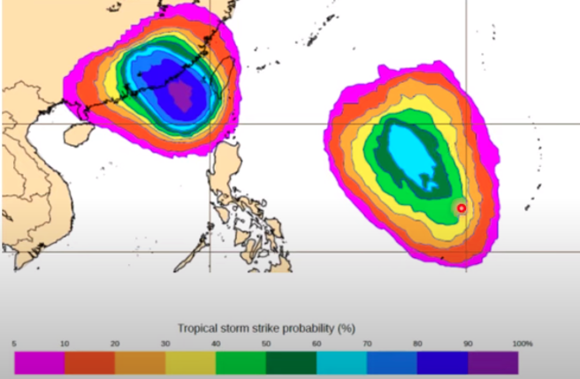 中颱杜蘇芮後面，菲律賓東方可能還有一個颱風發展，預計28、29日生成。(翻攝自賈新興YouTube)