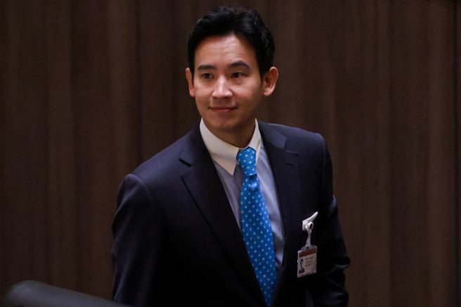 泰国国会反对前进党党魁皮塔被二度提名为总理候选人，并送交至宪法法庭裁决，国会议长表示第3次选举将延后举行。（图/路透社）
