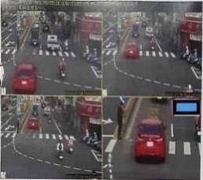 台南市有男子站在斑马线分隔岛前等红灯，但却导致绿灯直行的小客车车主收到6000元罚单，引发网路热议。（取自网路社群／洪荣志台南传真）