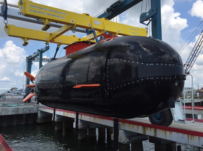 洛马公司为美美国特种作战司令部所制作的DCS特战潜舰，它的体积比之前的特战潜艇都要大，因为艇内空间可以排水。(图/美国海军)