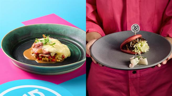 G／FORE與chinois聯名推新菜，包括用美國牛結核玉米等打造的「能量」、以美式炭烤風味的豬肋排打造的「舒適」等。（G／FORE提供／朱世凱台北傳真）