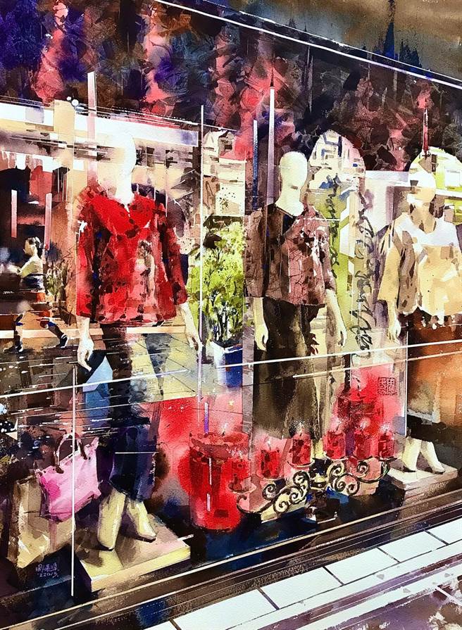 周运顺水彩绘画展作品「窗的记忆」。（桃园市文化局提供／陈梦茹桃园传真）