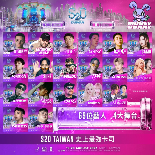 「S2OTAIWAN泼水音乐节」卡司惊人，今夏最强活动。（S2OTAIWAN提供）