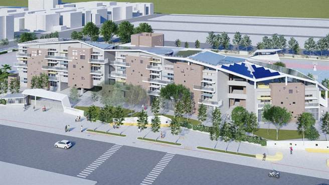 台中市政府教育局提报8所校园建筑参加「2023年国家卓越建设奖」全数获奖，其中「北屯区松强国小」以立面运用七巧板拼接概念，拉出一道优美的山形天际线，获卓越奖。（中市府提供／潘虹恩台中传真）