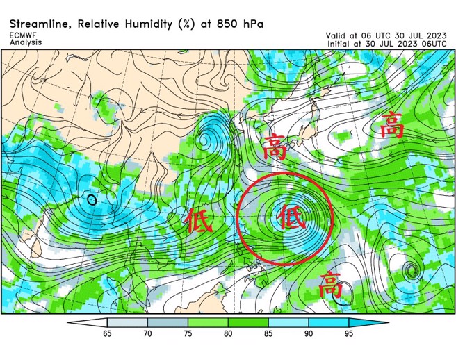 气象局前局长郑明典指出，卡努颱风的环境场已具有部分「季风环流圈」特徵，路径变数高。(翻摄自郑明典脸书)