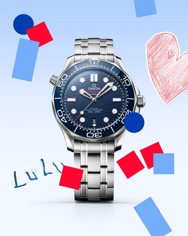 喜欢冒险且热爱海洋的父亲，可考虑欧米茄海马潜水300m腕表，18万5000元。（OMEGA提供）