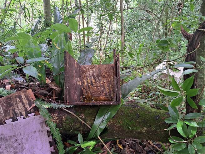 庐山部落养蜂场疑17日深夜遭台湾黑熊闯入，所有有蜂蜜的蜂箱都遭黑熊开箱吃光光。（南投林管处提供／杨静茹南投传真）