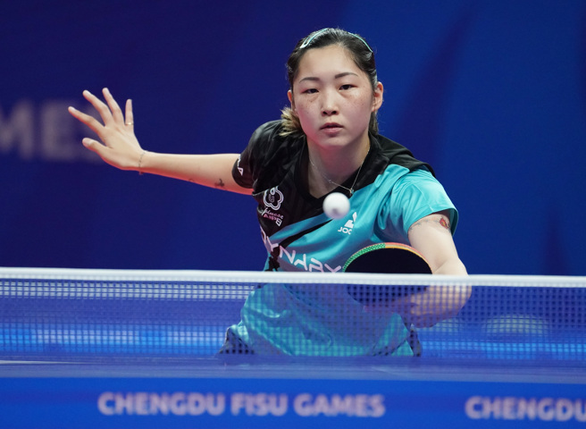 简彤娟在女团8强赛帮助中华队击败泰国，可惜女将们在4强赛不敌中国大陆，无缘争夺金牌。(大专体总提供／黄邱伦台北传真)