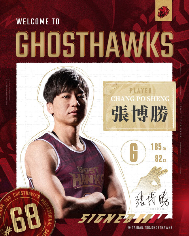 「喇叭」张博胜正式加入台钢猎鹰。（台钢猎鹰提供）