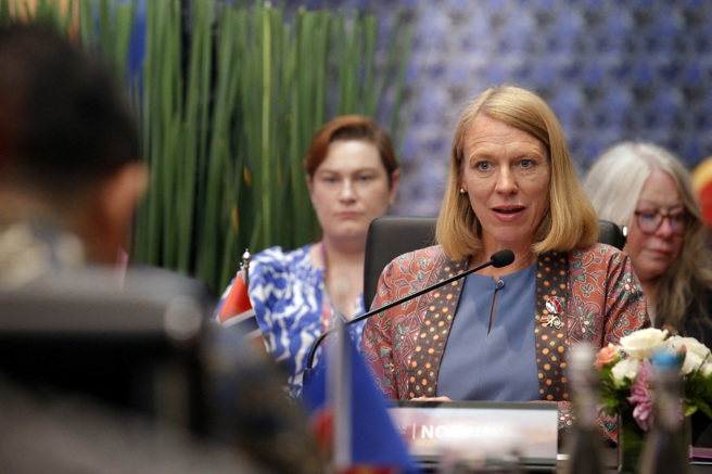 挪威外長胡特費爾。（路透）