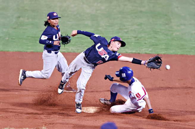 U12中華隊在超級循環賽最終戰不敵美國隊，中止自預賽起的7連勝。（中華棒協提供）