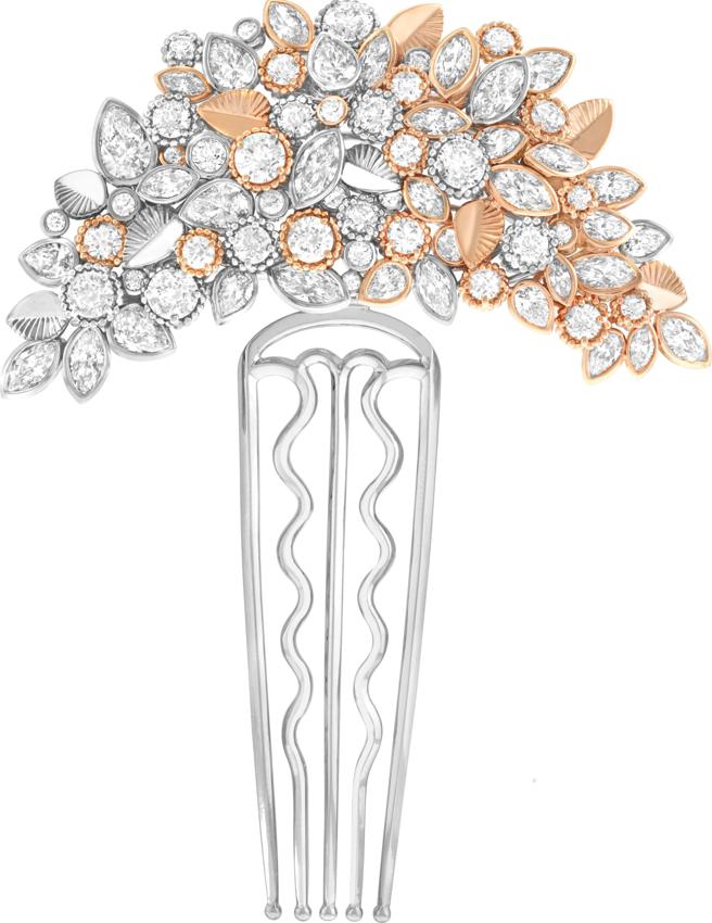 梵克雅宝Feuillage de Diamants胸针，可当髮饰佩戴。（Van Cleef & Arpels提供／陶福媛台北传真）