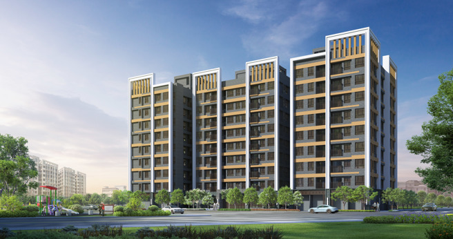 双公园走到家「富来．森之青」诉求风、光、水、绿，四面临路五星地王。（3D外观示意图/业者提供）