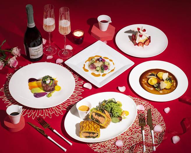 台北远东香格里拉特别为情人们精心设计经典义式「爱在七夕」四道式套餐。（远东提供）