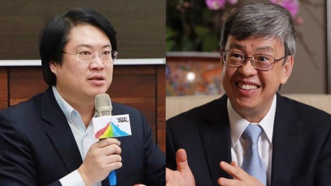 卡努颱风重创南投县仁爱乡，行政院长陈建仁（右）勘灾时，暗酸县长许淑华没有超前部署，引发争议；内政部长林右昌（左）则称许淑华为了转移防救灾不力问题，恶意攻击陈建仁跟中央。（中时资料照合成）