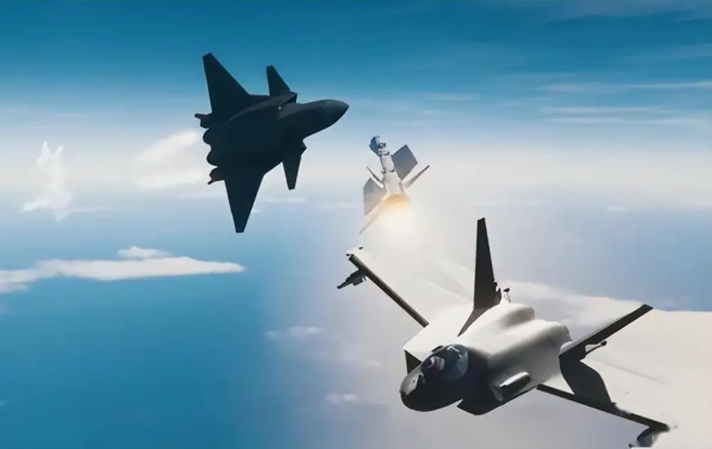 韓媒曾指出，1架KF-21戰機能打10架中國殲-20戰機。圖為視頻中KF-21擊敗殲-20的想像情節的動畫。（圖／騰訊網）