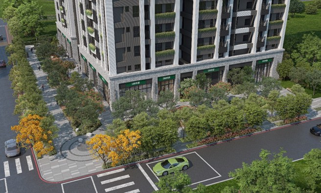 「泓瑞绿雅图」建筑退缩，享有宽敞街廓与舒适栋距，建案面对多排绿树，独享无际绿廊。(图:厂商提供)