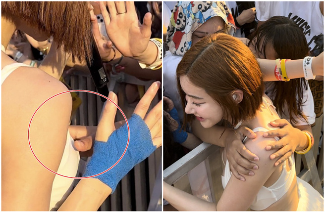 DJ SODA公开演出时遭袭胸及勒住脖子的画面。（图／djsoda 推特）