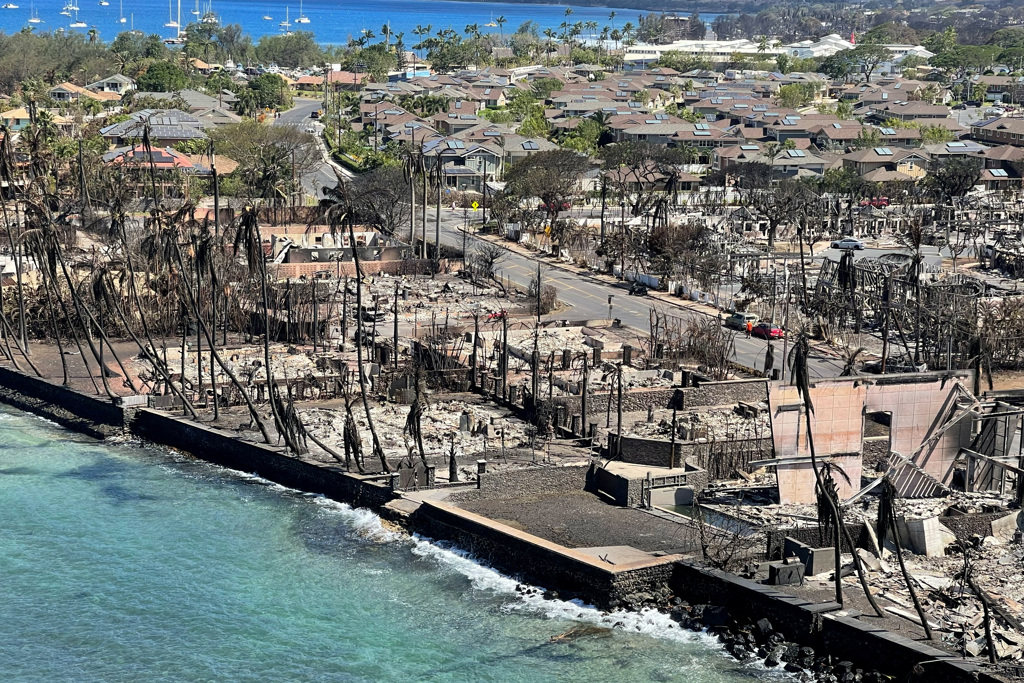 美国夏威夷州毛伊岛观光重镇拉海纳遭野火肆虐，几近全毁。（路透）(photo:ChinaTimes)