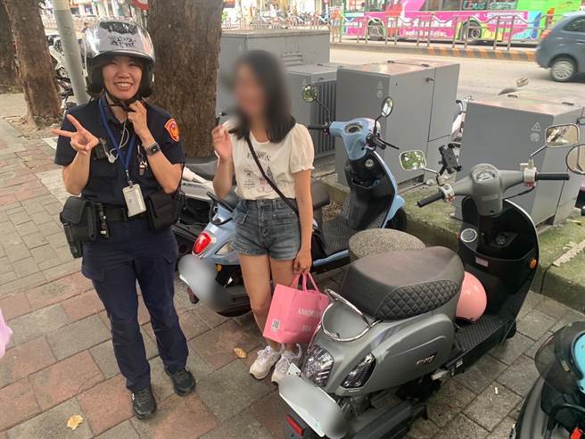 经两家派出所园警通力协寻1.5小时，终于帮23岁林女找到机车。（台中市第二分局提供／冯惠宜台中传真）