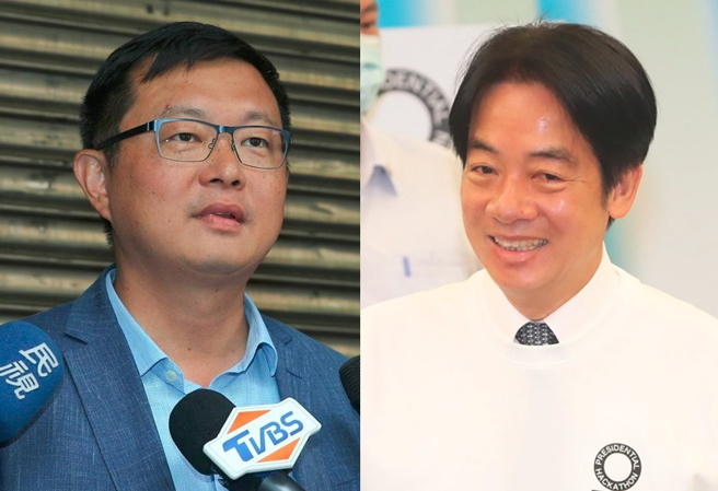 李退之(左)2019年曾任赖清德(右)行动办公室发言人，是赖的子弟兵，两人关系密切。（合成图／刘宗龙摄、资料照）