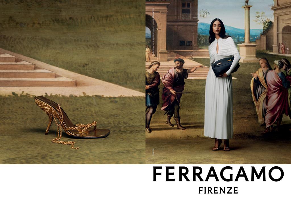 FERRAGAMO將文藝復興時期的作品作為形象廣告背景。（畫由義大利文化部及烏菲茲美術館授權、Ferragamo提供/林欣儀台北傳真）