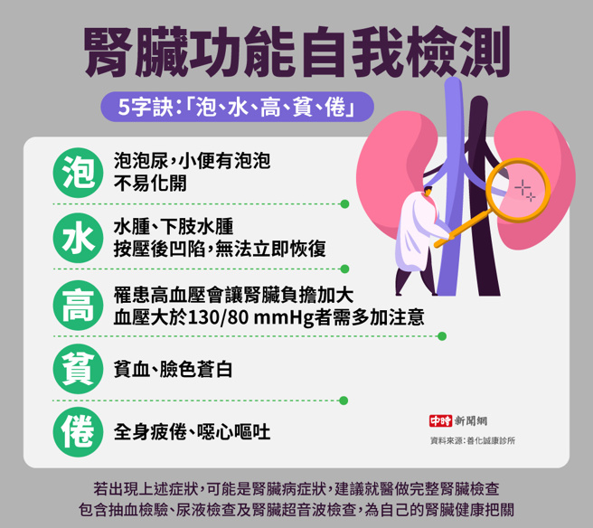腎臟功能自我檢測(製圖/陳友齡)