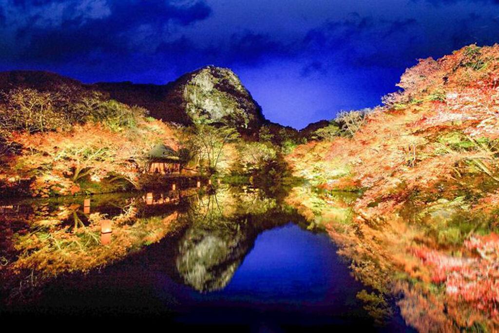 秋日的佐賀縣御船山樂園，有令人震懾難忘的楓葉美景。　圖：九州觀光機構／提供 