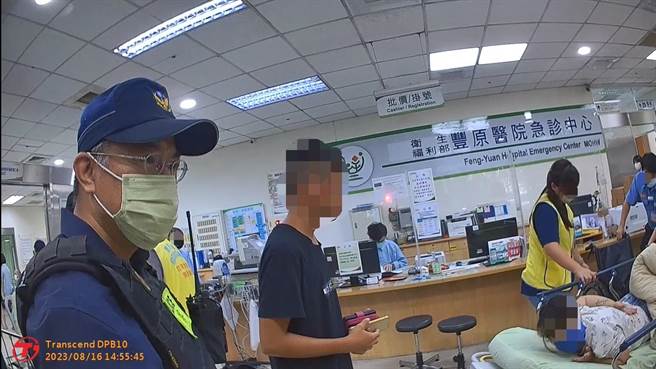 李女欲就醫卡車陣中，經警方協助開道，迅速抵達豐原醫院。（警方提供）