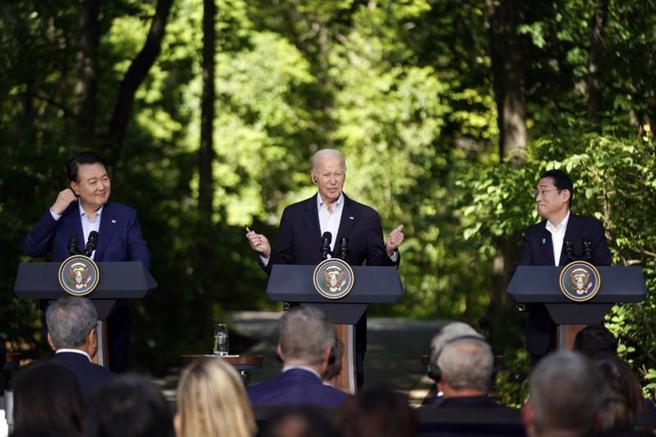 美国、日本和韩国领袖今天举行高峰会。（美联社）