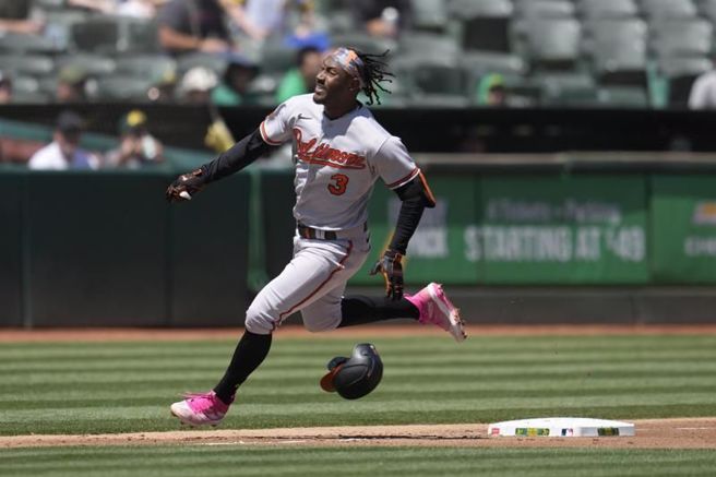 金莺马泰欧击出场内全垒打，个人本季第7轰。（美联社）