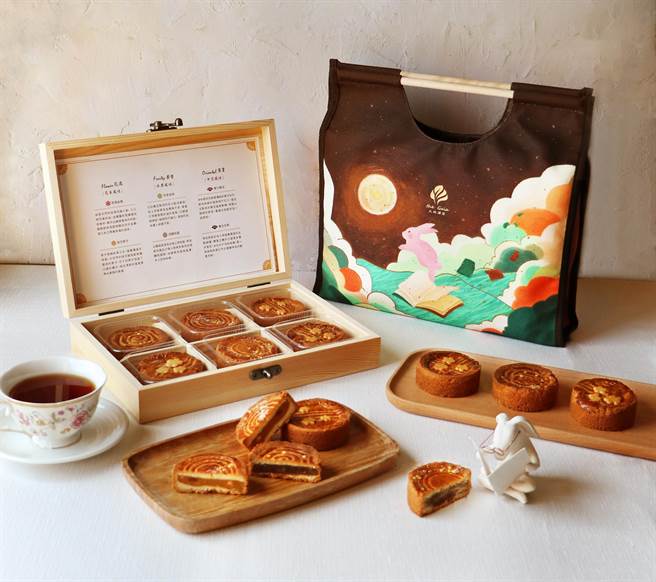 抢攻中秋送礼商机，大地酒店推出「大地永月．法式中秋」礼盒。（大地提供）