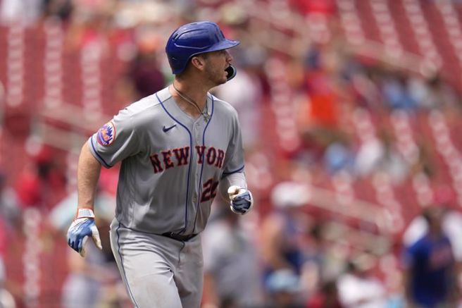 大都會阿隆索轟出全壘打。（美聯社）