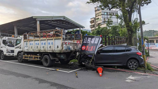 彭姓男子衝撞資源回收車後擅自離開現場。（警方提供）