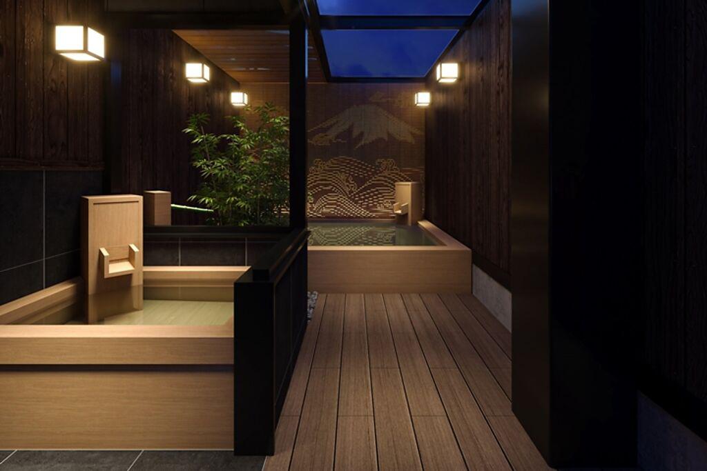 ▲包場制浴池為半露天形式，設有優雅的富士山造型壁面。　圖：SMADA／來源
