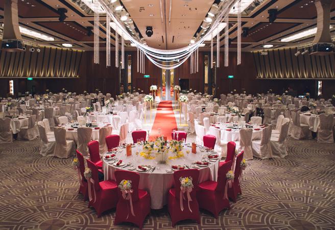 台南远东香格里拉拥有多间独立迎宾空间的宴会厅，可依新人预算选择。（台南远东香格里拉提供）
