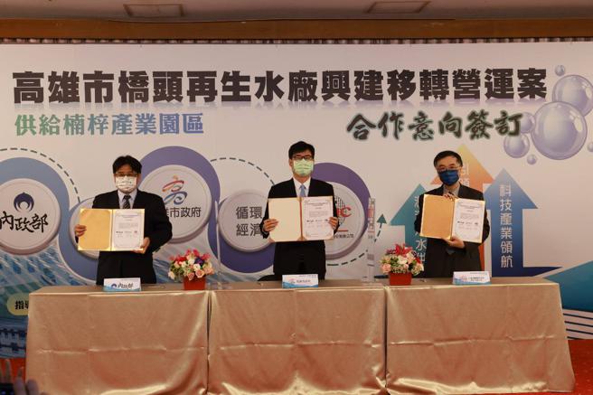 桥头再生水厂合作意向签订仪式。（图片来源：高雄市水利局提供）